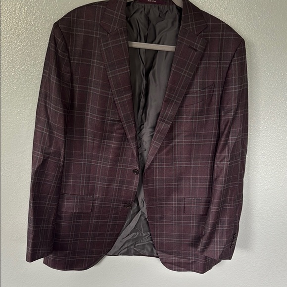 ERMENEGILDO ZEGNA wool Men's Plaid Blazer - purple and Gray size 52 - Picture 1 of 4